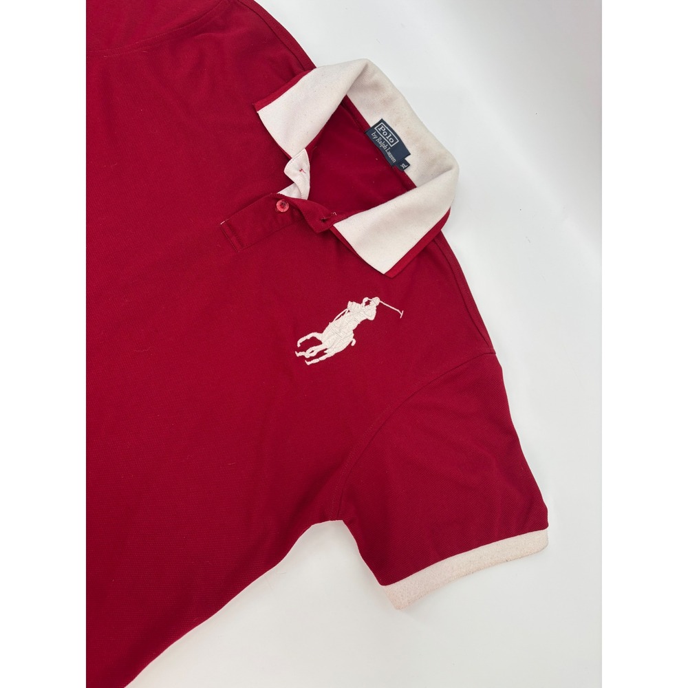Polo Ralph Lauren Mens XL Red Big Pony Short Sleeve Pique Polo Shirt Contrast
